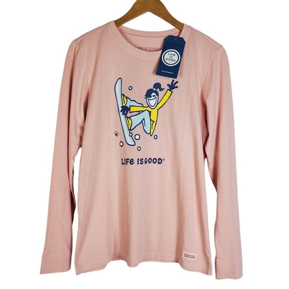 NEW Life is Good Long Sleeve Crusher Tee Shirt Womens M Pink Jackie Snowboard - Picture 3 of 12